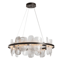 Hubbardton Forge Vitre Circular LED Pendant Light – 3000K Warm Glow, Customizable Height, Unique Glass Design