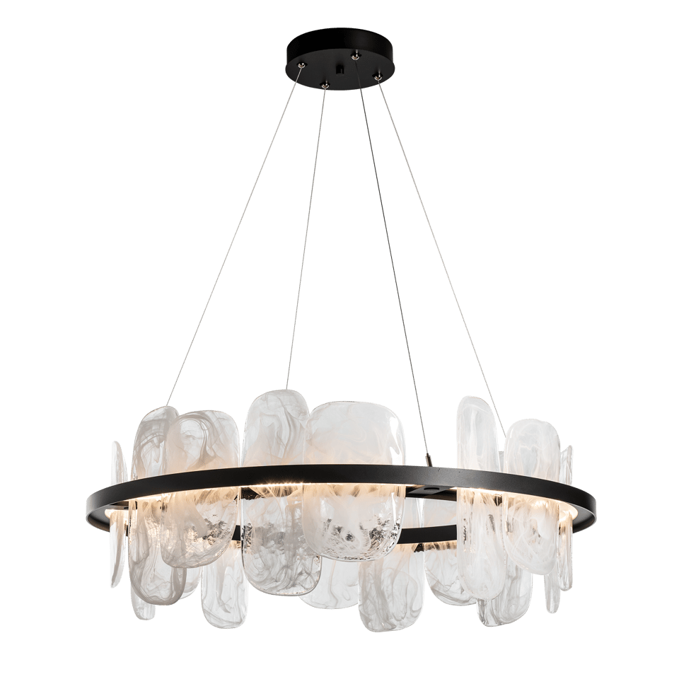 Hubbardton Forge Vitre Circular LED Pendant Light – 3000K Warm Glow, Customizable Height, Unique Glass Design