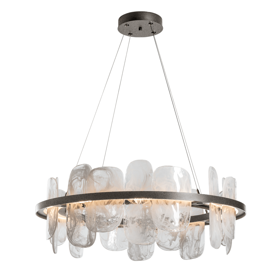 Hubbardton Forge Vitre Circular LED Pendant Light – 3000K Warm Glow, Customizable Height, Unique Glass Design