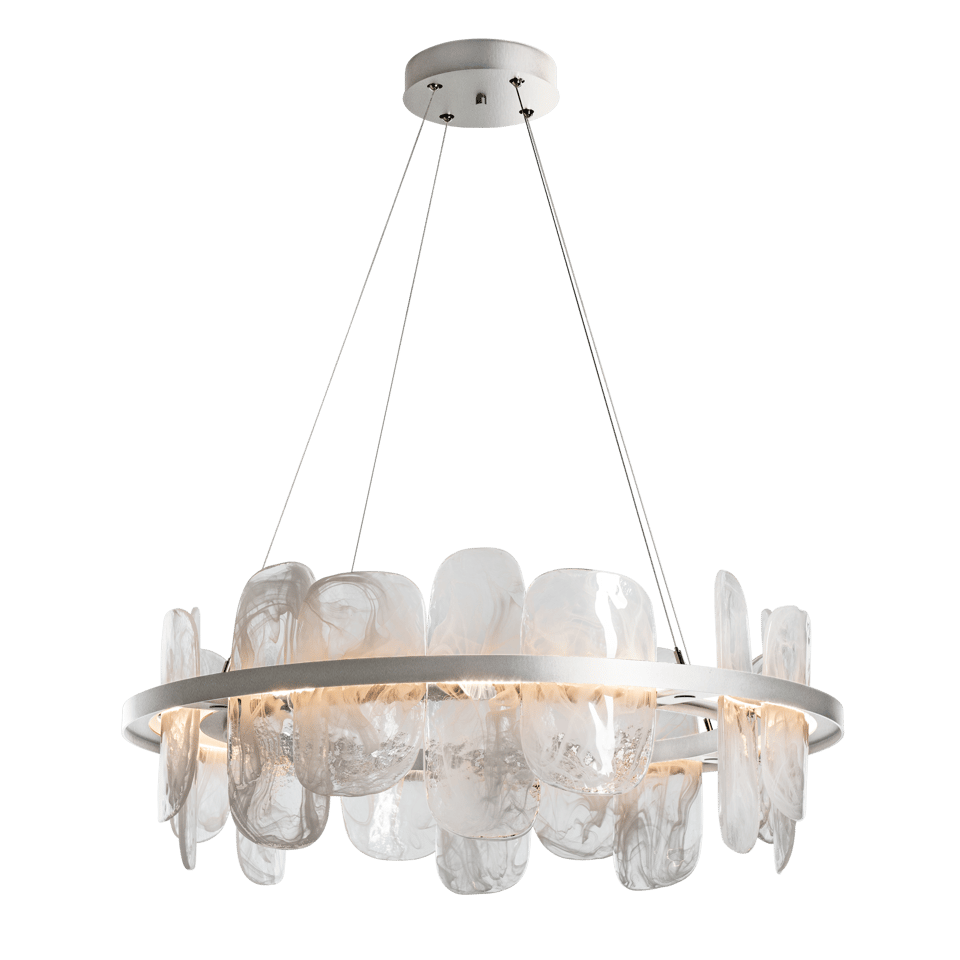 Hubbardton Forge Vitre Circular LED Pendant Light – 3000K Warm Glow, Customizable Height, Unique Glass Design