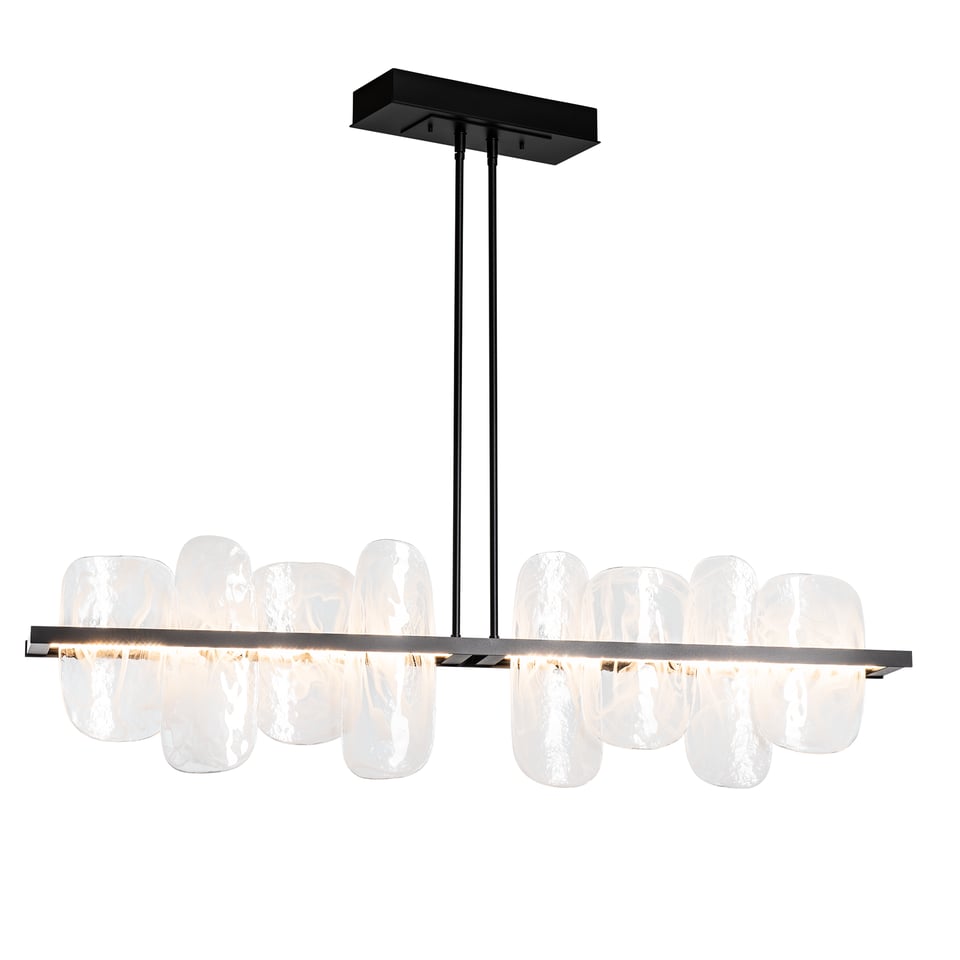 Hubbardton Forge Vitre 2-Rod Large Linear LED Pendant - 2530 Lumens, Dimmable, Unique Glass Design