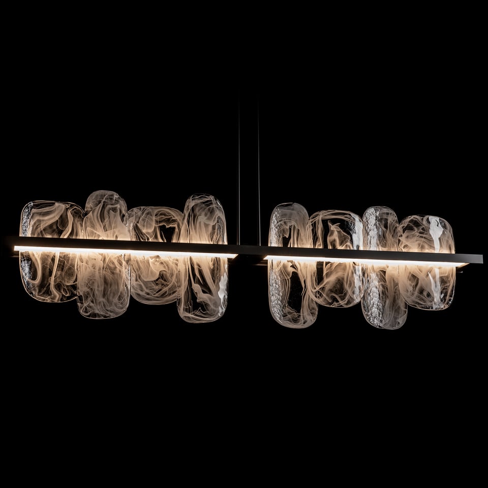 Hubbardton Forge Vitre 2-Rod Large Linear LED Pendant - 2530 Lumens, Dimmable, Unique Glass Design