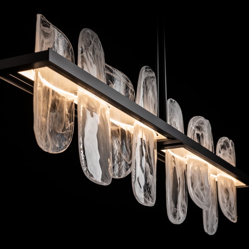 Hubbardton Forge Vitre 2-Rod Large Linear LED Pendant - 2530 Lumens, Dimmable, Unique Glass Design