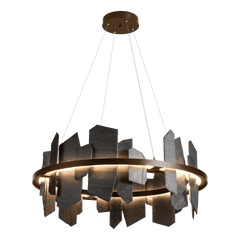 Ardesia 16.4" Circular LED Pendant Light by Hubbardton Forge, 1700 Lumens, Dimmable, Slate Accent