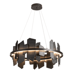 Ardesia 16.4" Circular LED Pendant Light by Hubbardton Forge, 1700 Lumens, Dimmable, Slate Accent