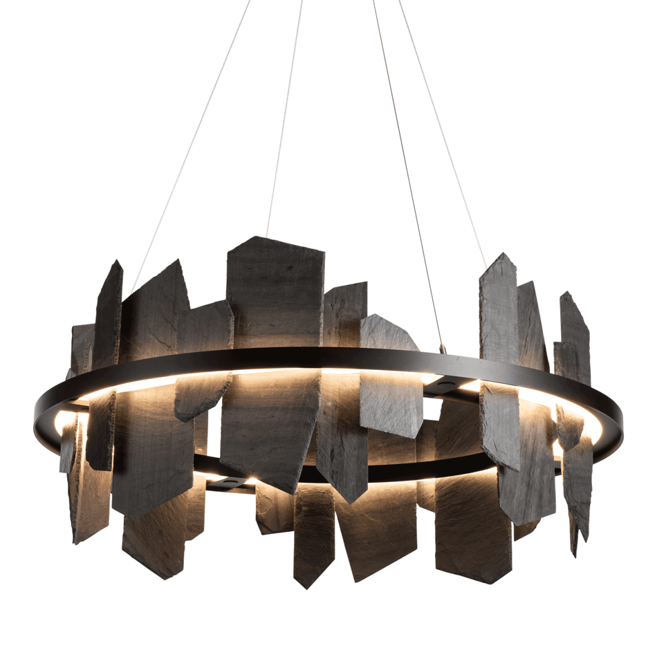 Ardesia 16.4" Circular LED Pendant Light by Hubbardton Forge, 1700 Lumens, Dimmable, Slate Accent