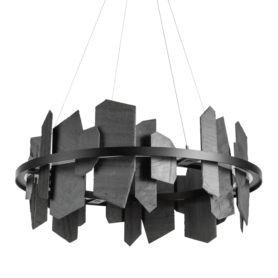 Ardesia 16.4" Circular LED Pendant Light by Hubbardton Forge, 1700 Lumens, Dimmable, Slate Accent