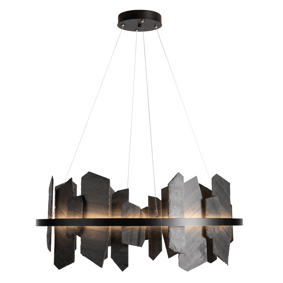 Ardesia 16.4" Circular LED Pendant Light by Hubbardton Forge, 1700 Lumens, Dimmable, Slate Accent