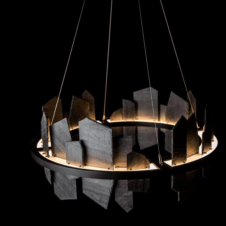 Ardesia 16.4" Circular LED Pendant Light by Hubbardton Forge, 1700 Lumens, Dimmable, Slate Accent