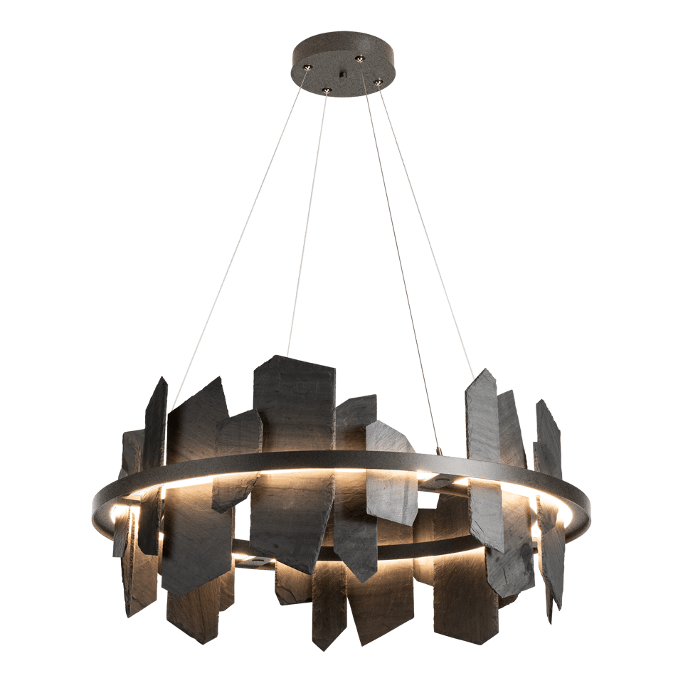 Ardesia 16.4" Circular LED Pendant Light by Hubbardton Forge, 1700 Lumens, Dimmable, Slate Accent