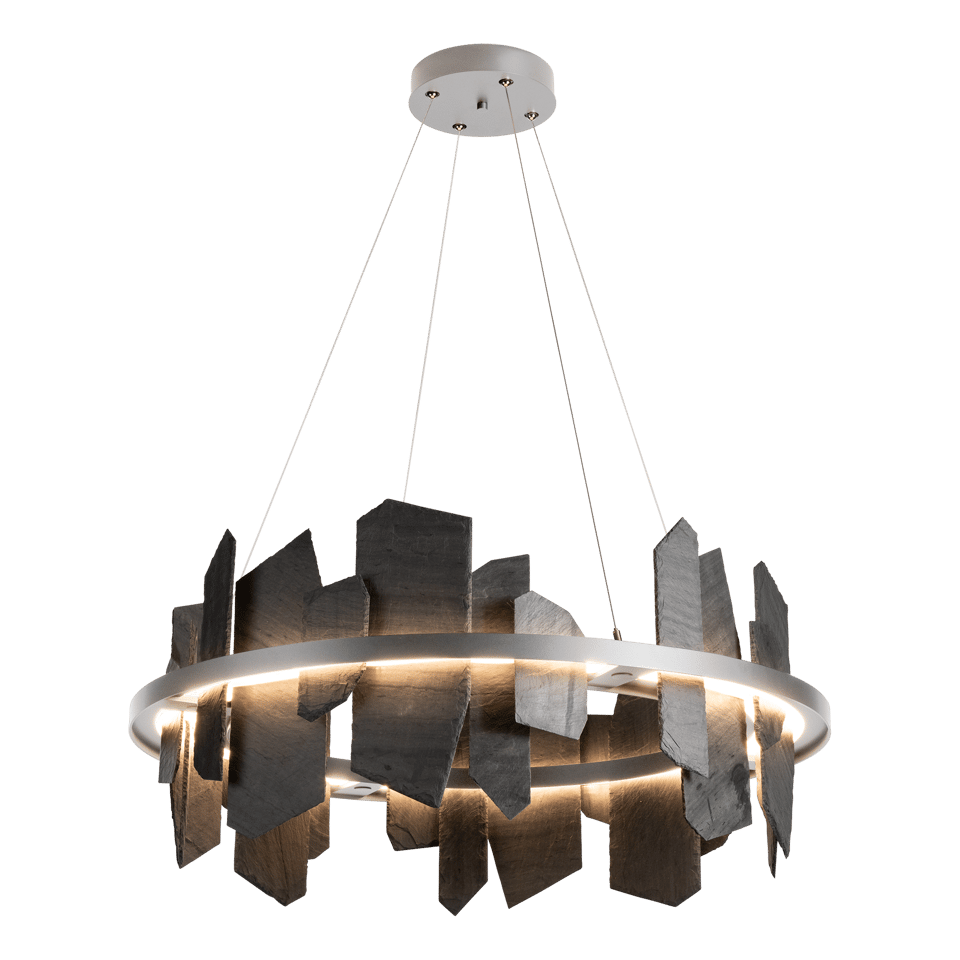 Ardesia 16.4" Circular LED Pendant Light by Hubbardton Forge, 1700 Lumens, Dimmable, Slate Accent