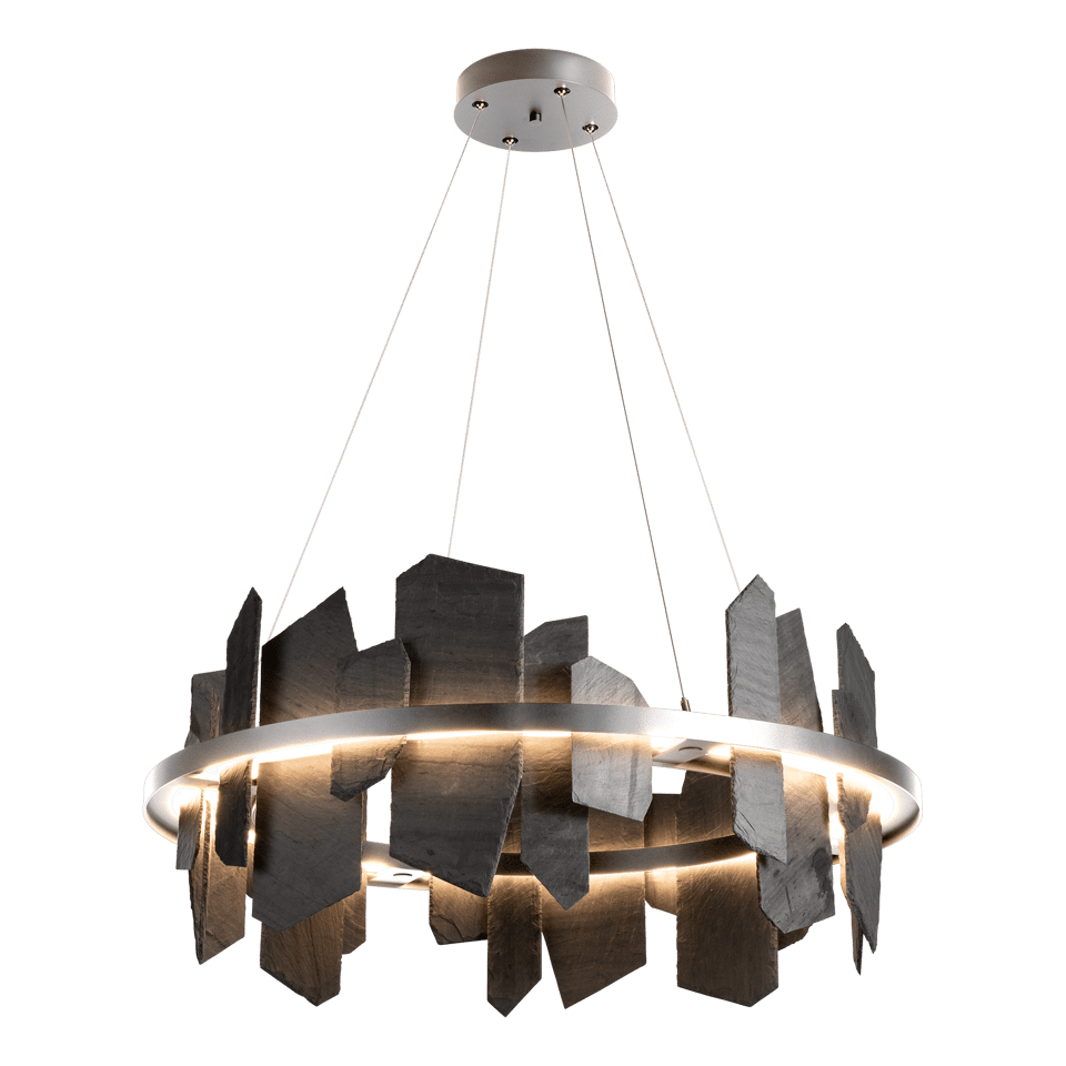 Ardesia 16.4" Circular LED Pendant Light by Hubbardton Forge, 1700 Lumens, Dimmable, Slate Accent