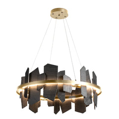 Ardesia 16.4" Circular LED Pendant Light by Hubbardton Forge, 1700 Lumens, Dimmable, Slate Accent