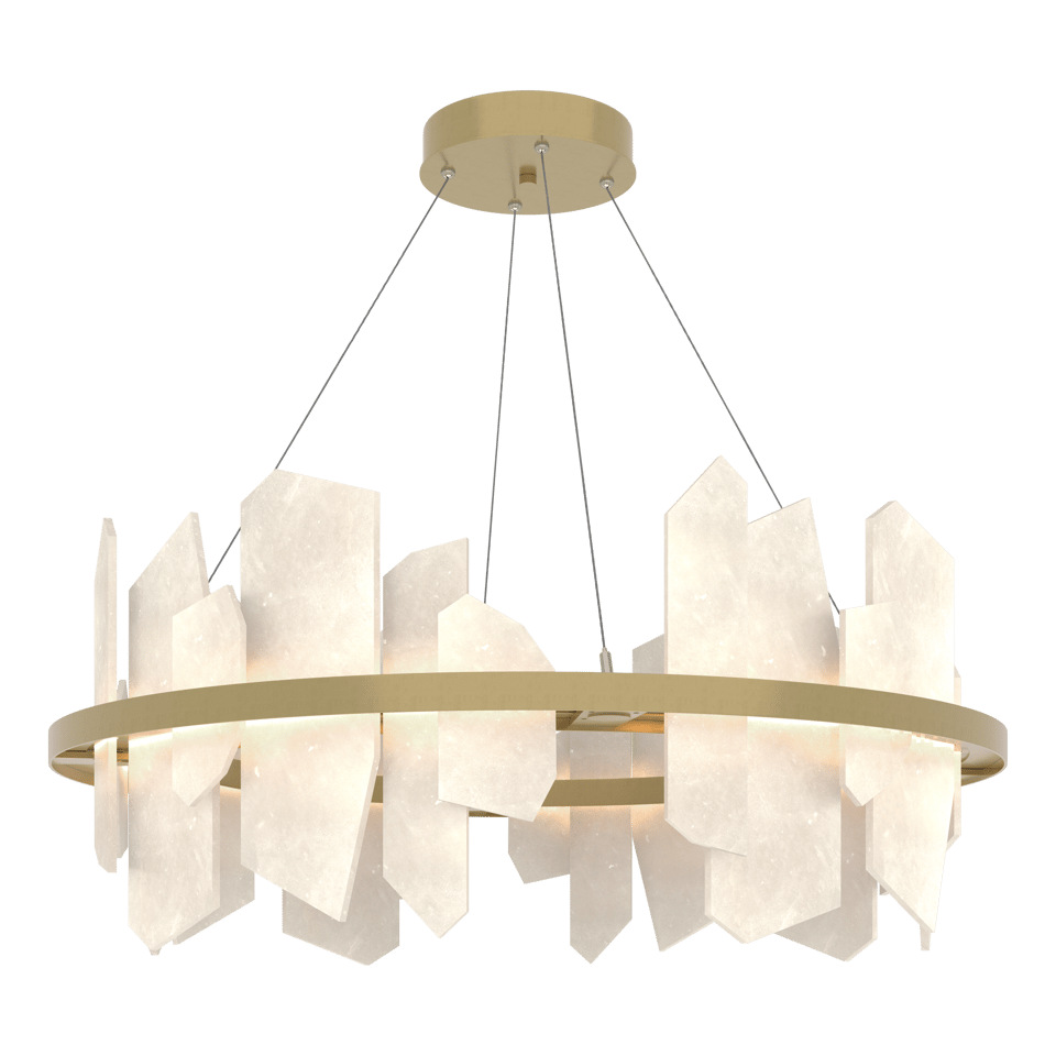 Hubbardton Forge Volterra Circular LED Pendant Light, Dimmable, 1700 Lumens, Alabaster Shade