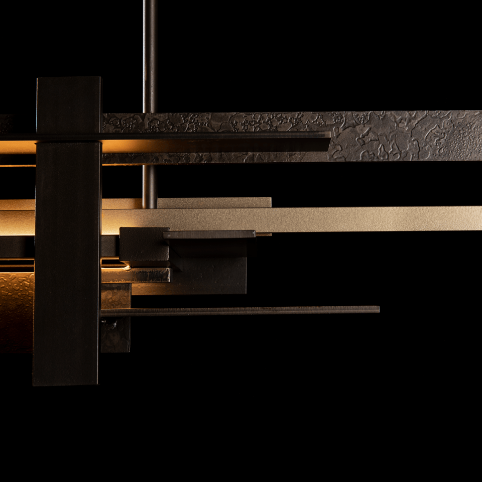 Planar LED Pendant Light 4-Ft by Hubbardton Forge with Soft Gold Accent, Dimmable, UL Damp Rated