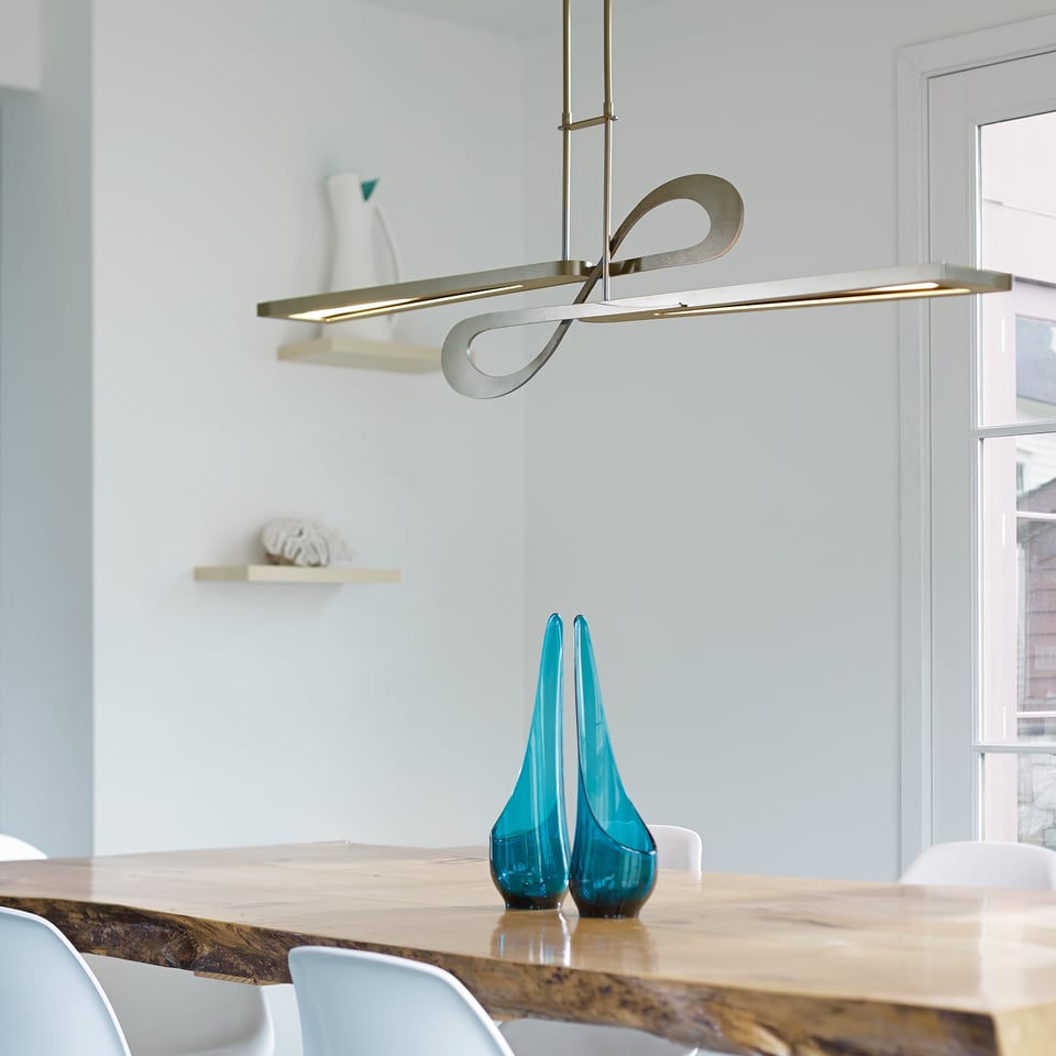 Hubbardton Forge Switchback 1-Light LED Pendant, Hand-Forged Steel, 3000K Warm Light, 1830 Lumens