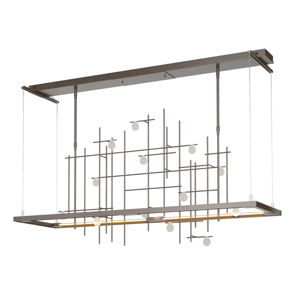 Hubbardton Forge Spring LED Pendant Light with Unique Glass Raindrop Design, Dimmable, 1560 Lumens