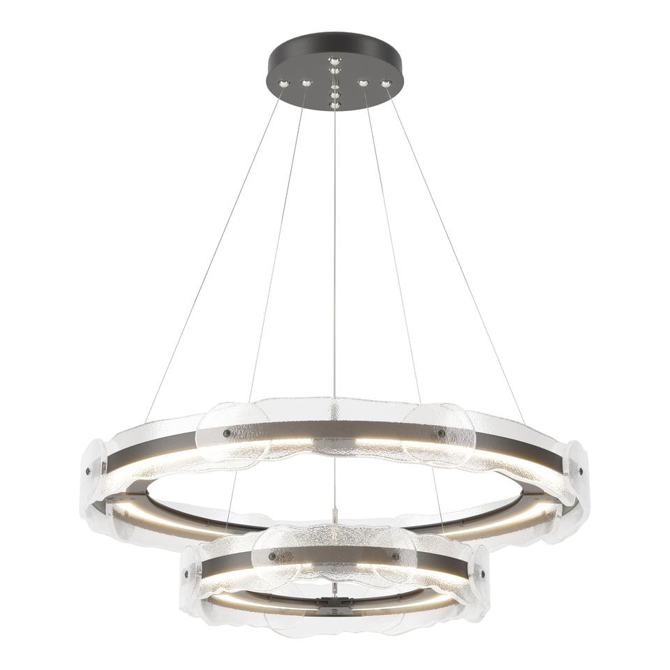 Solstice LED Tiered Pendant Light by Hubbardton Forge, 1500 Lumens, Handcrafted Art Glass, Dimmable