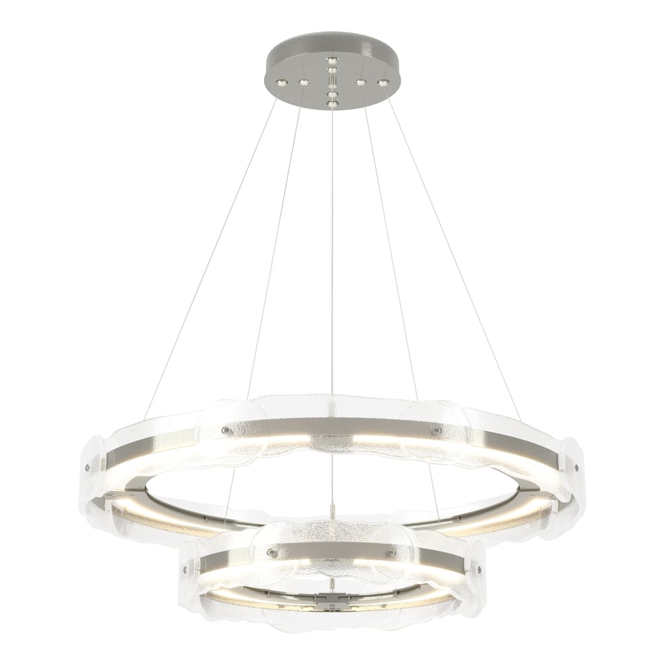 Solstice LED Tiered Pendant Light by Hubbardton Forge, 1500 Lumens, Handcrafted Art Glass, Dimmable