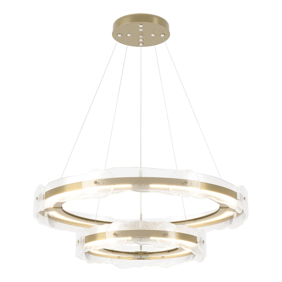 Solstice LED Tiered Pendant Light by Hubbardton Forge, 1500 Lumens, Handcrafted Art Glass, Dimmable