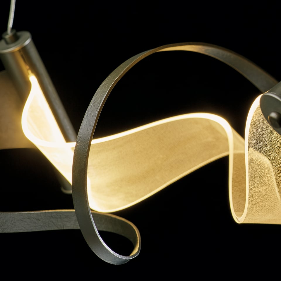 Hubbardton Forge Zephyr 1-Light LED Pendant, Adjustable Height, Dimmable, Natural Iron Finish