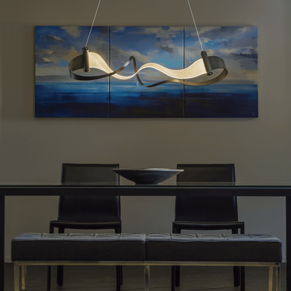 Hubbardton Forge Zephyr 1-Light LED Pendant, Adjustable Height, Dimmable, Natural Iron Finish