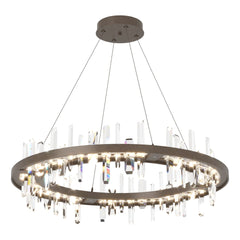 Hubbardton Forge Solitude 36-Inch Circular LED Pendant Light with Adjustable Height and Crystal Accents