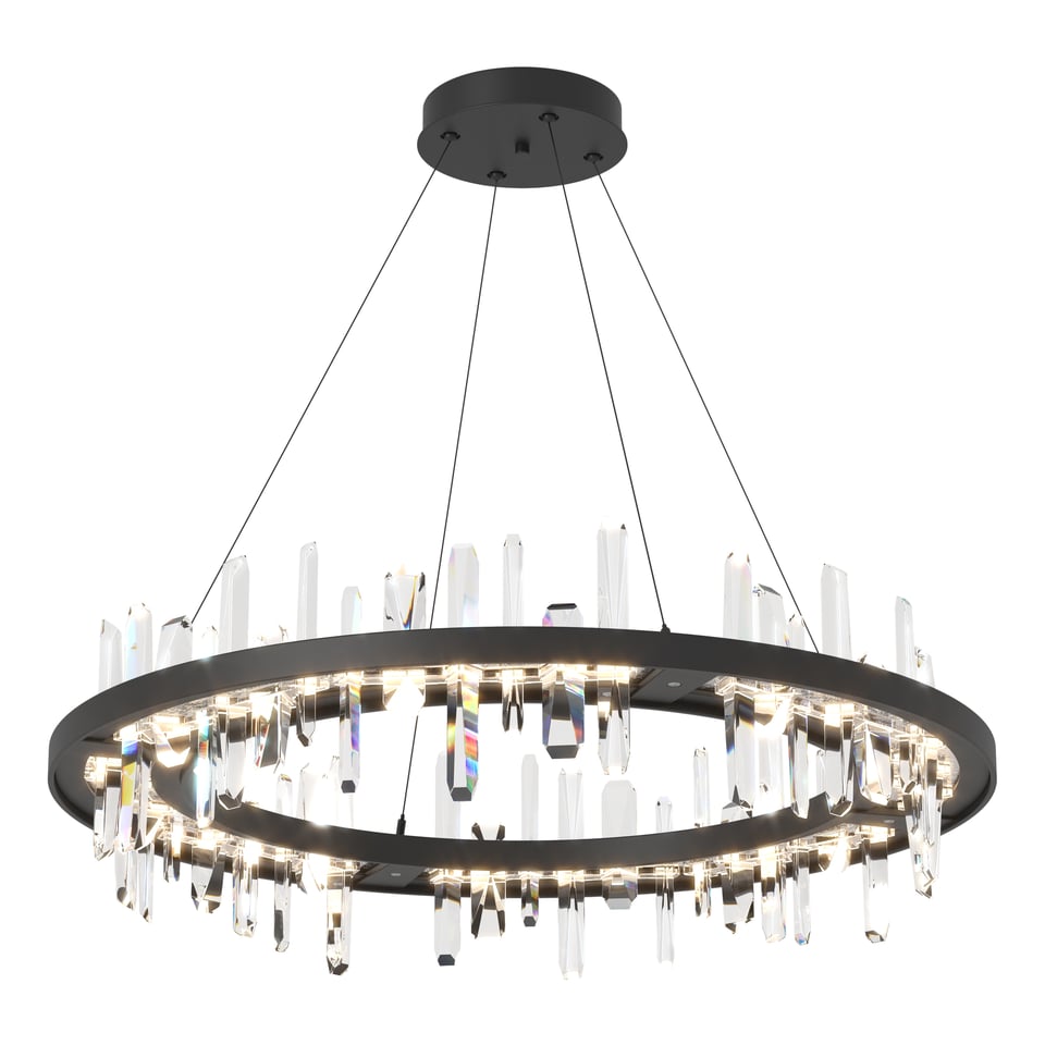 Hubbardton Forge Solitude 36-Inch Circular LED Pendant Light with Adjustable Height and Crystal Accents