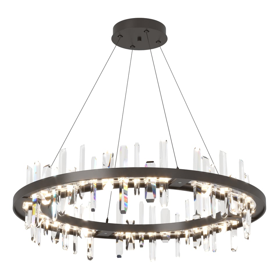 Hubbardton Forge Solitude 36-Inch Circular LED Pendant Light with Adjustable Height and Crystal Accents