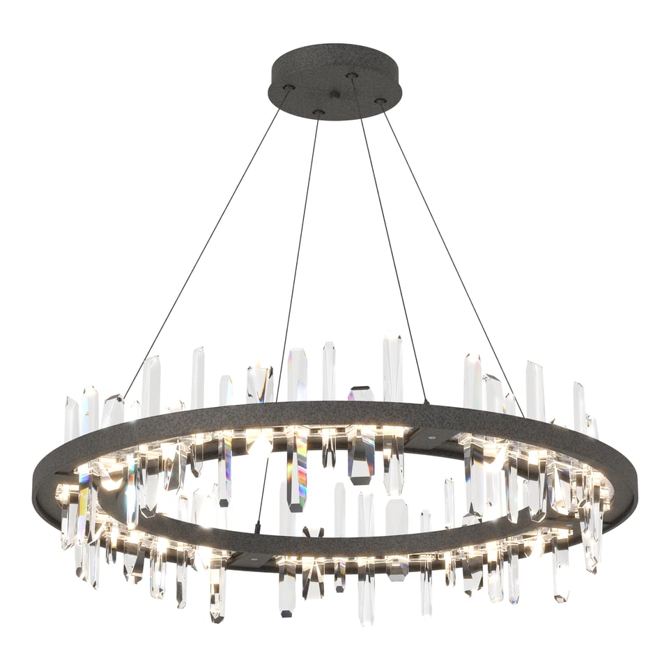 Hubbardton Forge Solitude 36-Inch Circular LED Pendant Light with Adjustable Height and Crystal Accents