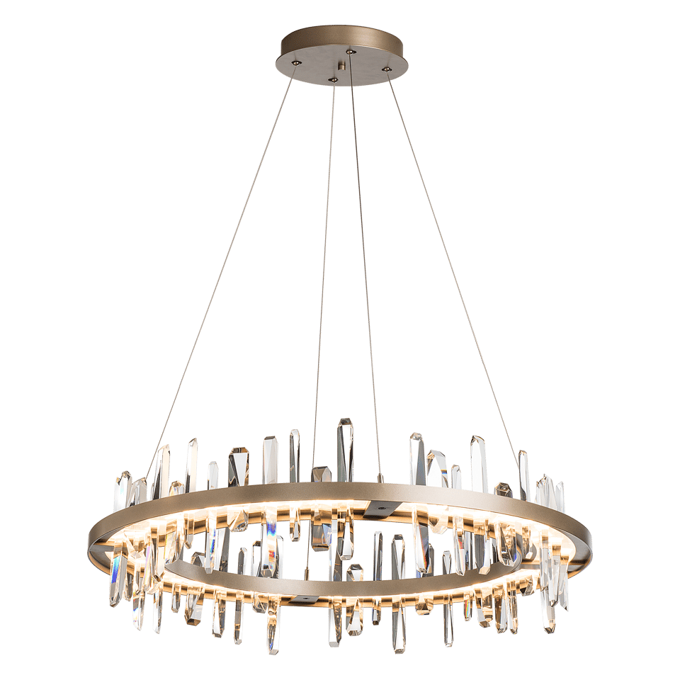 Hubbardton Forge Solitude 36-Inch Circular LED Pendant Light with Adjustable Height and Crystal Accents