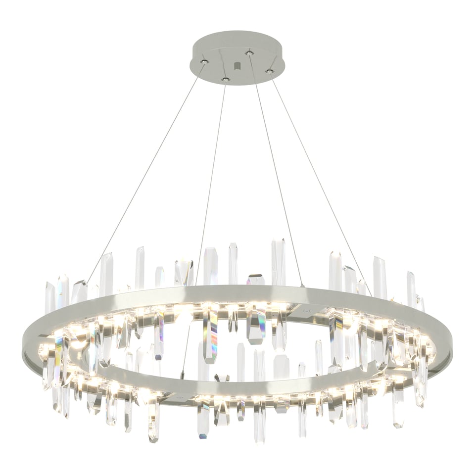 Hubbardton Forge Solitude 36-Inch Circular LED Pendant Light with Adjustable Height and Crystal Accents