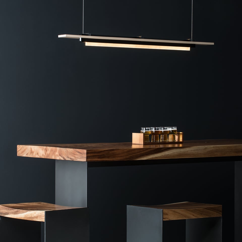 Hubbardton Forge Plank LED Pendant Light, 22W, 1130 Lumens, 3000K, Dimmable, Multiple Finishes