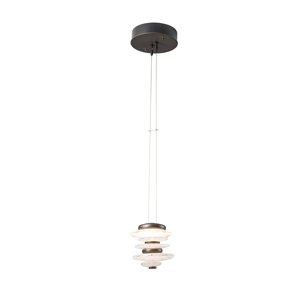 Hubbardton Forge Cairn Mini Pendant Light, 13W, 650 Lumens, Dimmable, UL Damp Rated, Various Finishes