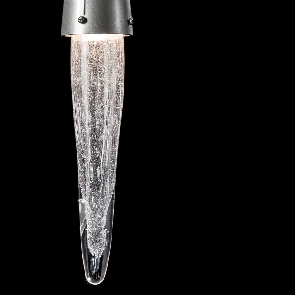 Icicle Mini Pendant Light by Hubbardton Forge 161041, Handcrafted Bubble Glass, Dimmable, Versatile Finish Options