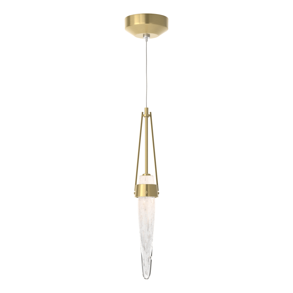 Icicle Mini Pendant Light by Hubbardton Forge 161041, Handcrafted Bubble Glass, Dimmable, Versatile Finish Options