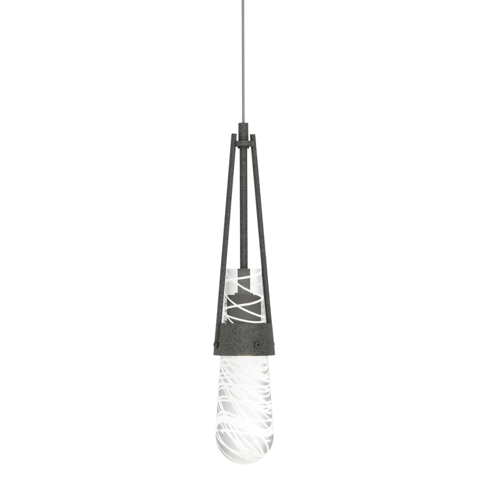 Link Blown Glass Low Voltage Mini Pendant Light by Hubbardton Forge, Custom Height, Dimmable 4W