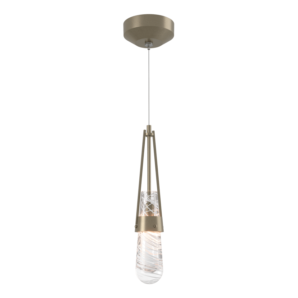 Link Blown Glass Low Voltage Mini Pendant Light by Hubbardton Forge, Custom Height, Dimmable 4W