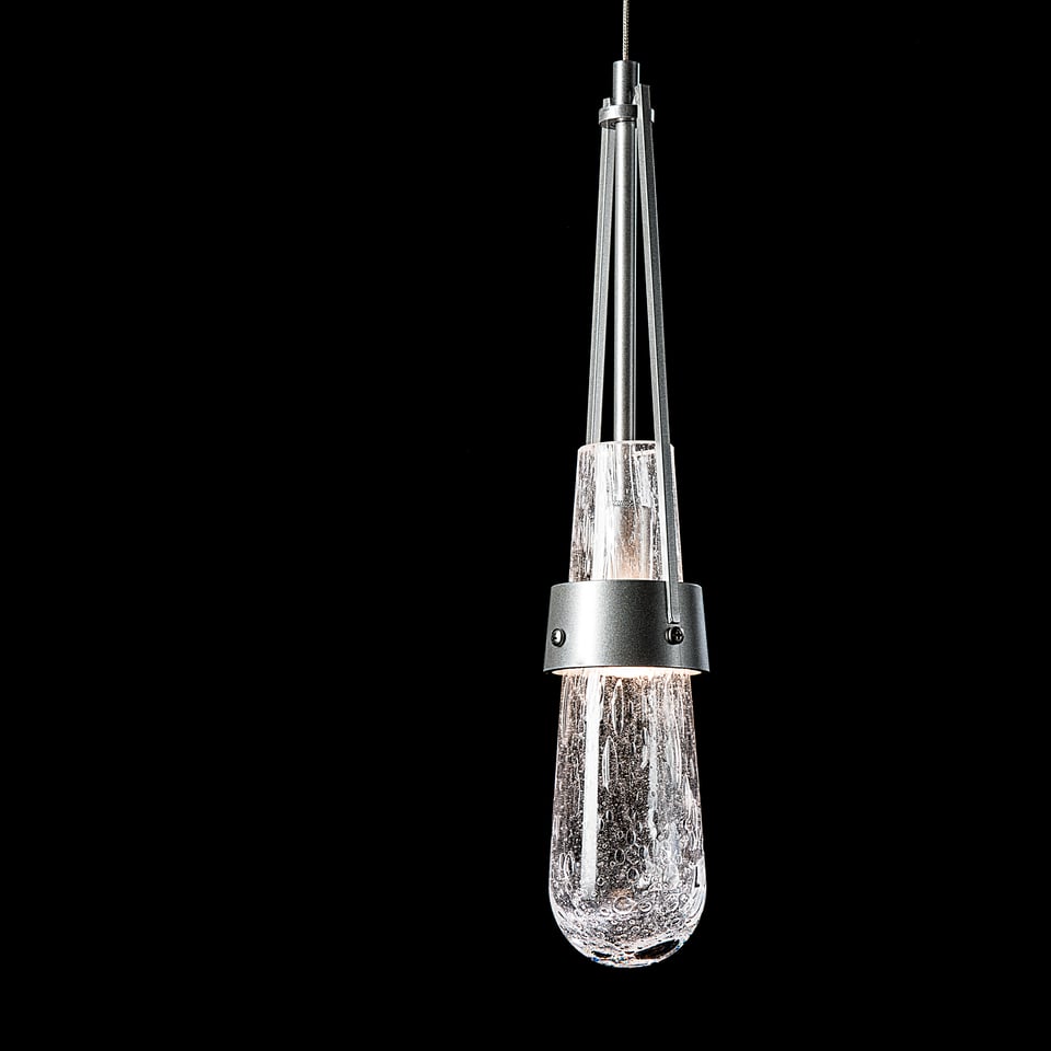 Link Blown Glass Low Voltage Mini Pendant Light by Hubbardton Forge, Custom Height, Dimmable 4W