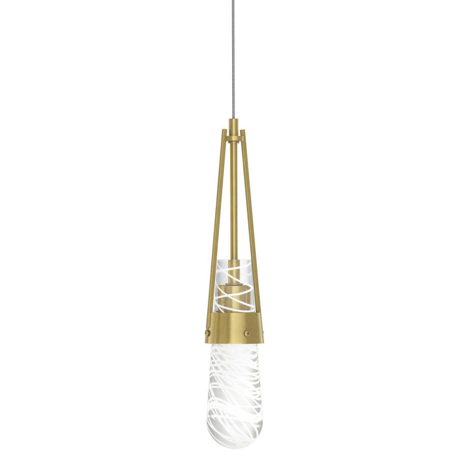 Link Blown Glass Low Voltage Mini Pendant Light by Hubbardton Forge, Custom Height, Dimmable 4W