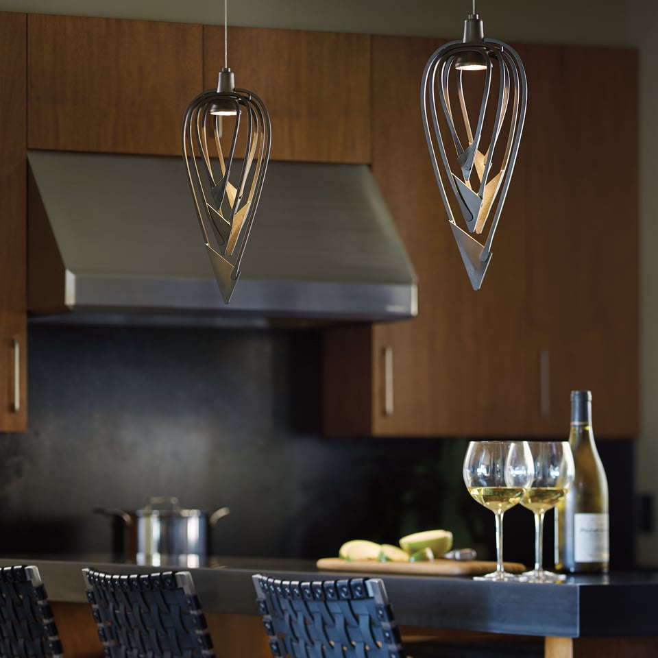 Hubbardton Forge Amulet 12V Low Voltage Mini Pendant Light - Handcrafted Steel, Dimmable, 18.2”H