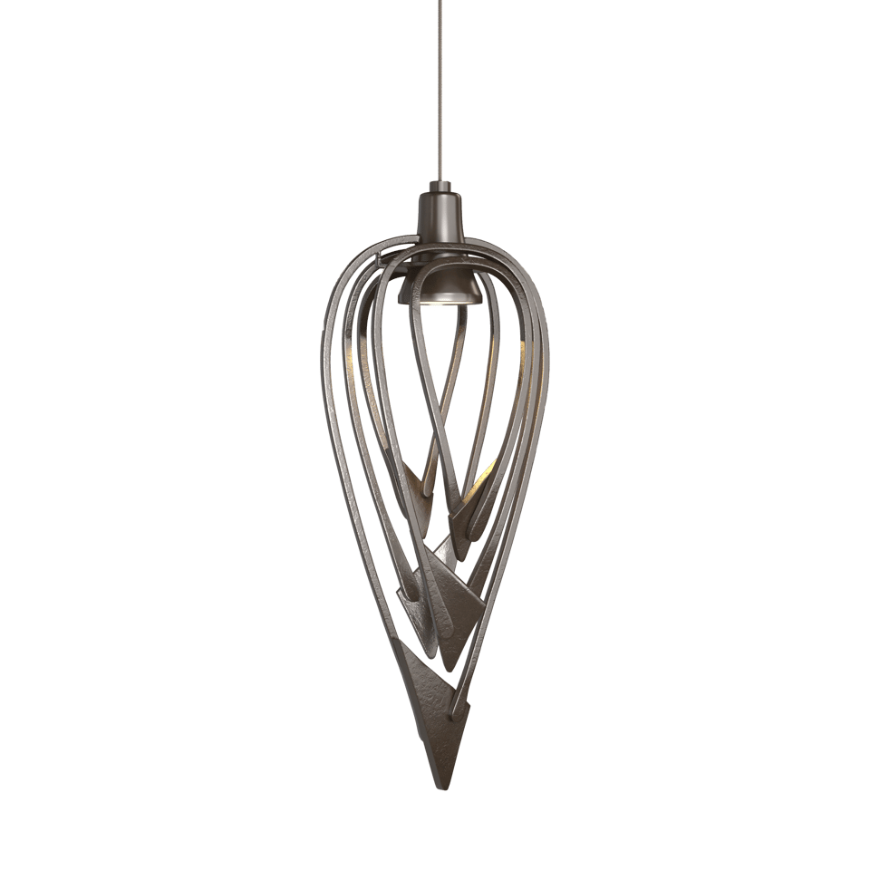 Hubbardton Forge Amulet 12V Low Voltage Mini Pendant Light - Handcrafted Steel, Dimmable, 18.2”H