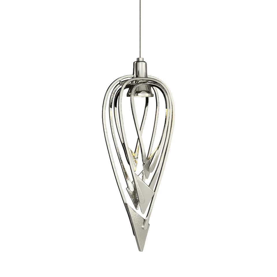 Hubbardton Forge Amulet 12V Low Voltage Mini Pendant Light - Handcrafted Steel, Dimmable, 18.2”H