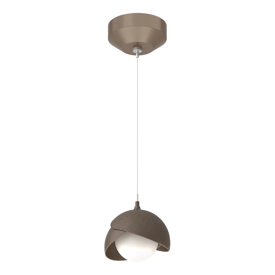 Brooklyn Double Shade Low Voltage Mini Pendant Light by Hubbardton Forge, Dimmable, Opal Glass, 6.4" High