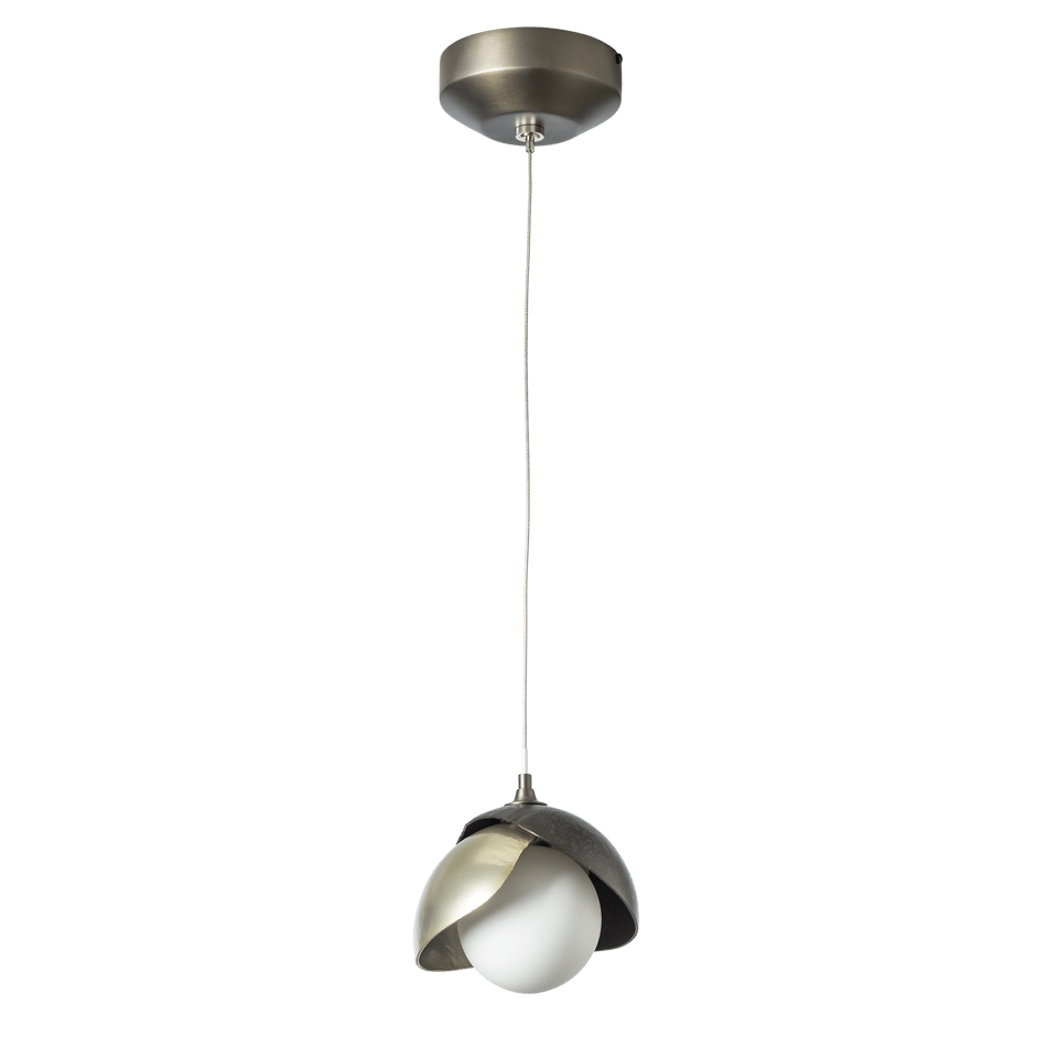 Brooklyn Double Shade Low Voltage Mini Pendant Light by Hubbardton Forge, Dimmable, Opal Glass, 6.4" High