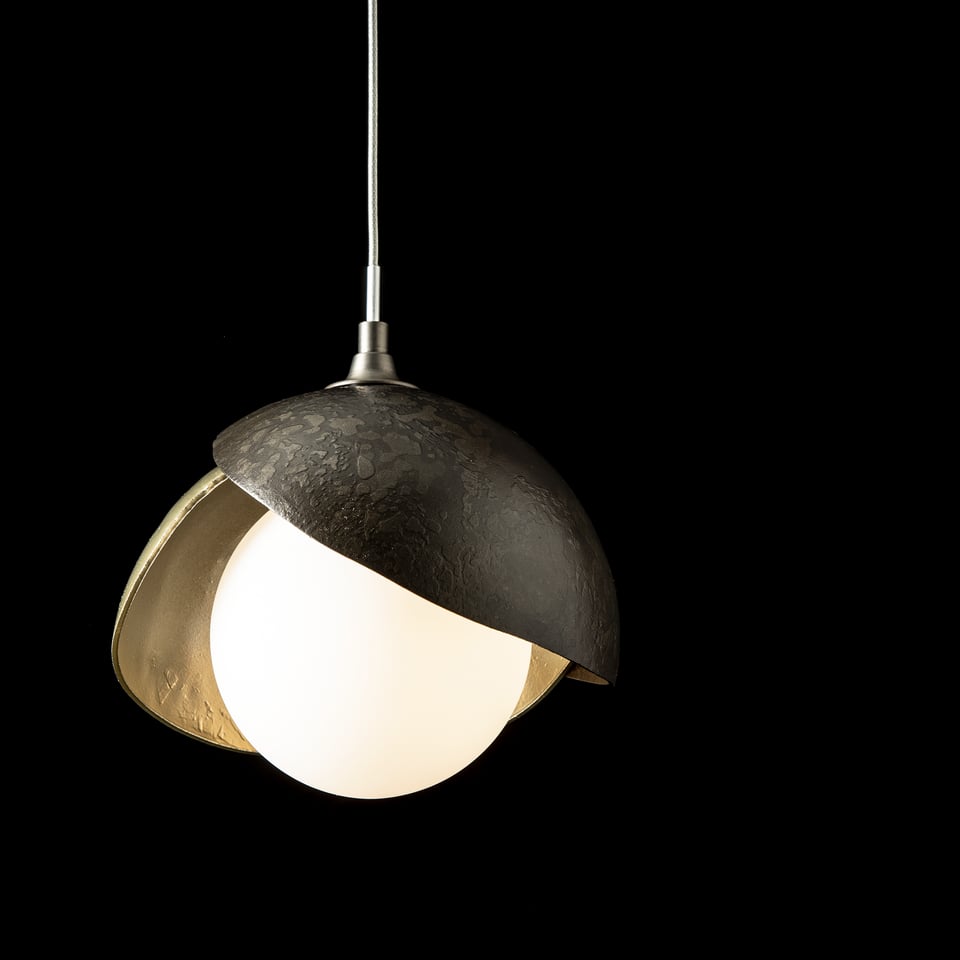 Brooklyn Double Shade Low Voltage Mini Pendant Light by Hubbardton Forge, Dimmable, Opal Glass, 6.4" High