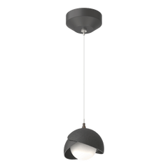 Brooklyn Double Shade Low Voltage Mini Pendant Light by Hubbardton Forge, Dimmable, Opal Glass, 6.4" High