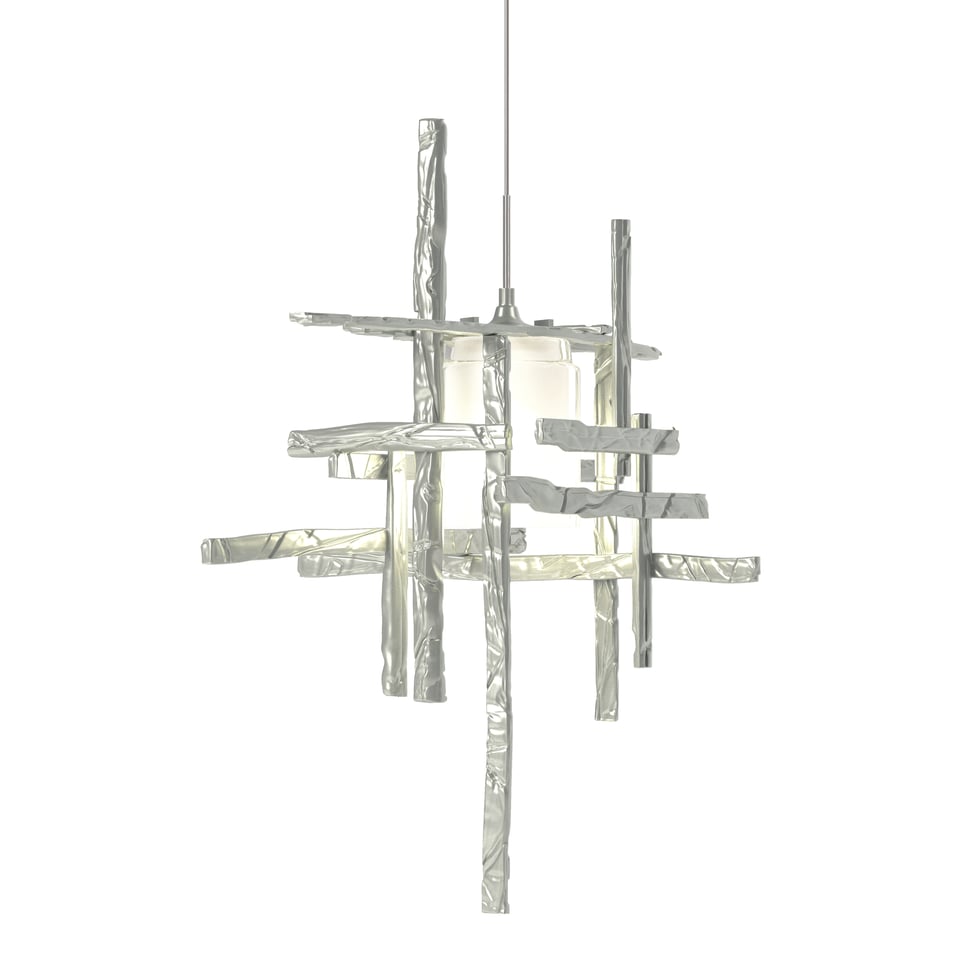 Tura Frosted Glass Low Voltage Mini Pendant Light by Hubbardton Forge with Adjustable Height, Dimmable