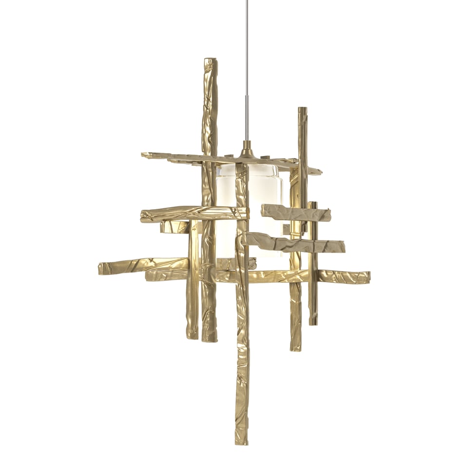 Tura Frosted Glass Low Voltage Mini Pendant Light by Hubbardton Forge with Adjustable Height, Dimmable