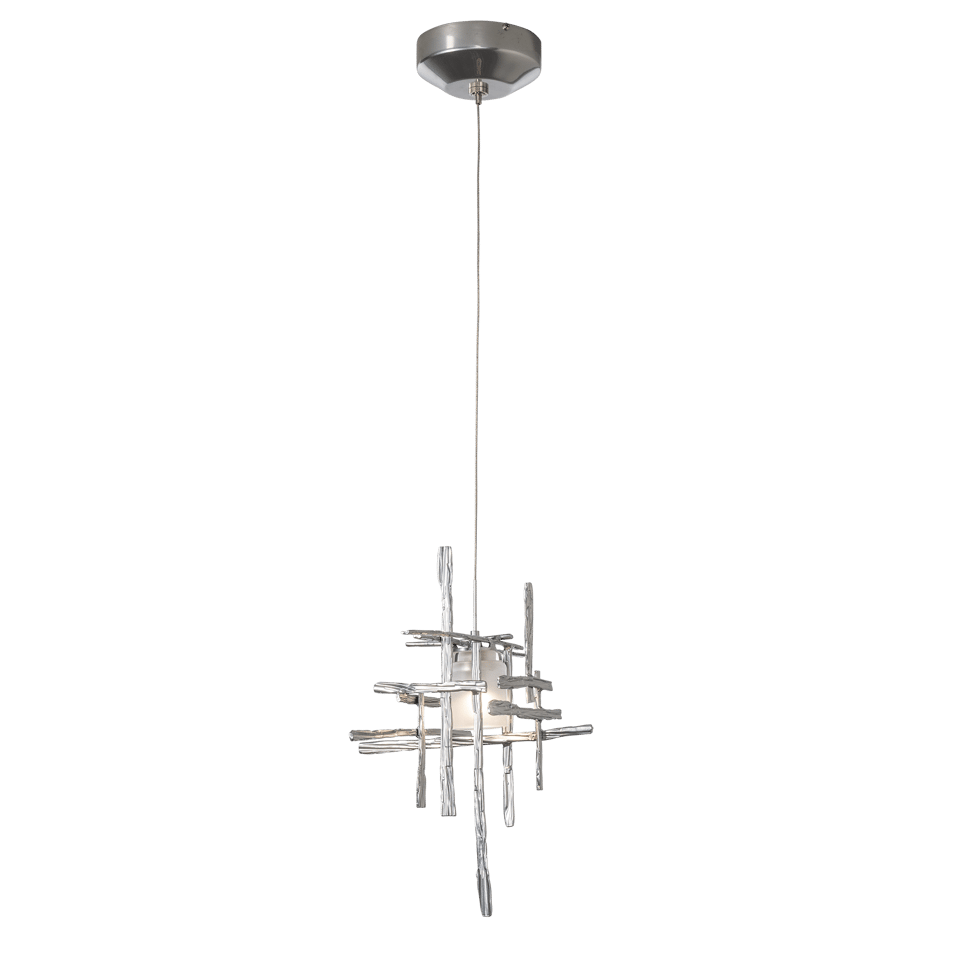 Tura Frosted Glass Low Voltage Mini Pendant Light by Hubbardton Forge with Adjustable Height, Dimmable